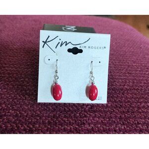 Kim Rogers Lucite Red Oval Tear Drop Earrings Teardrop Candy Apple Fire Engine 1